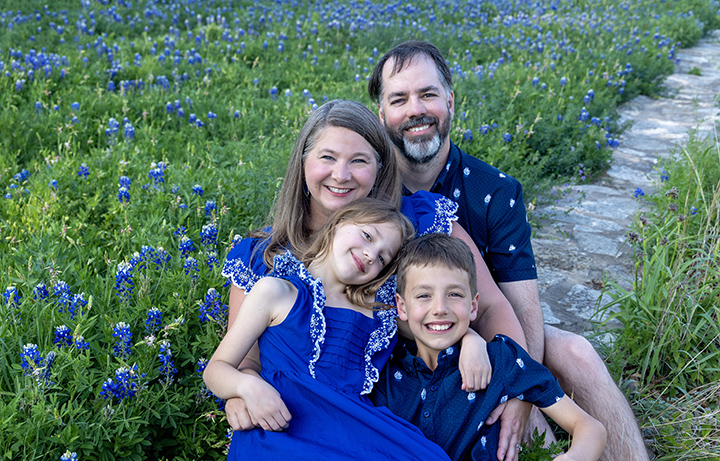family photo session in the bluebonnets at Northwest Park in Austin, Texas