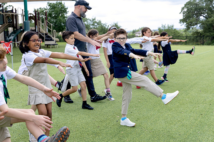 kids during PE class at the International School of Texas