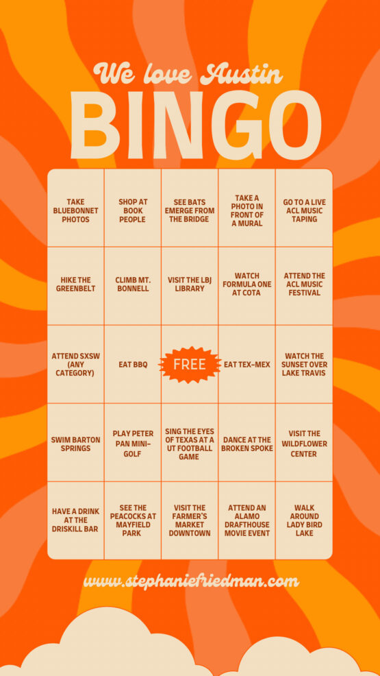 we love austin bingo card illustration