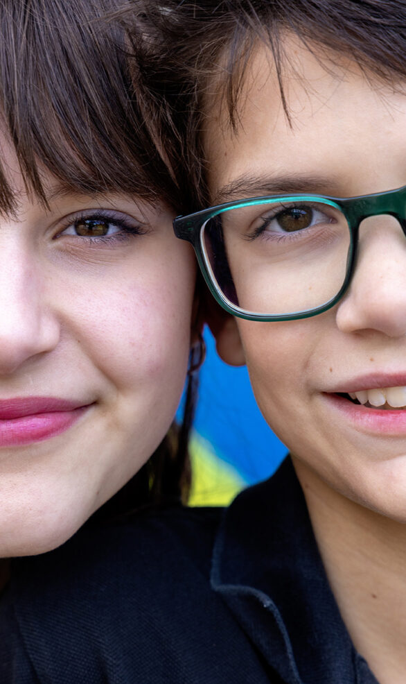 closeup of brother and sister during a family photo session