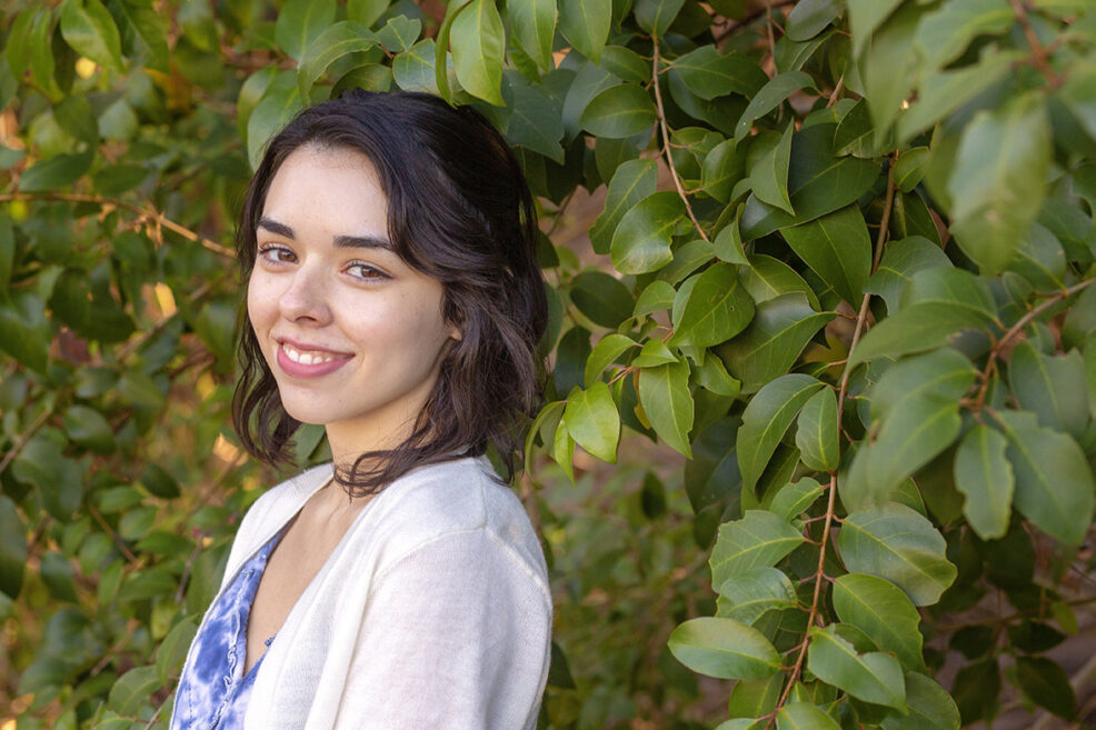 photo session in green leaves