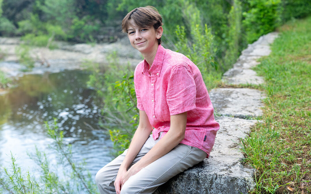 trees and creek at pease park portrait session austin texas spring