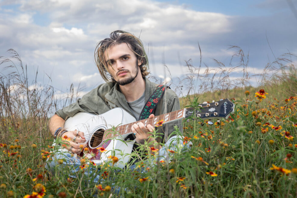 guitar playing high school senior photo session in austin