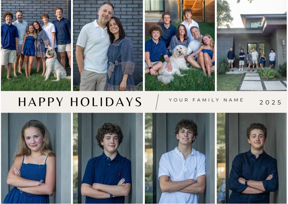sample holiday card with family photos