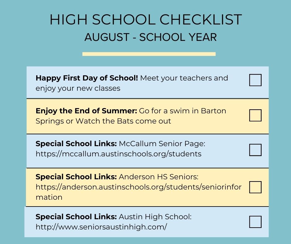 high school senior year checklist
