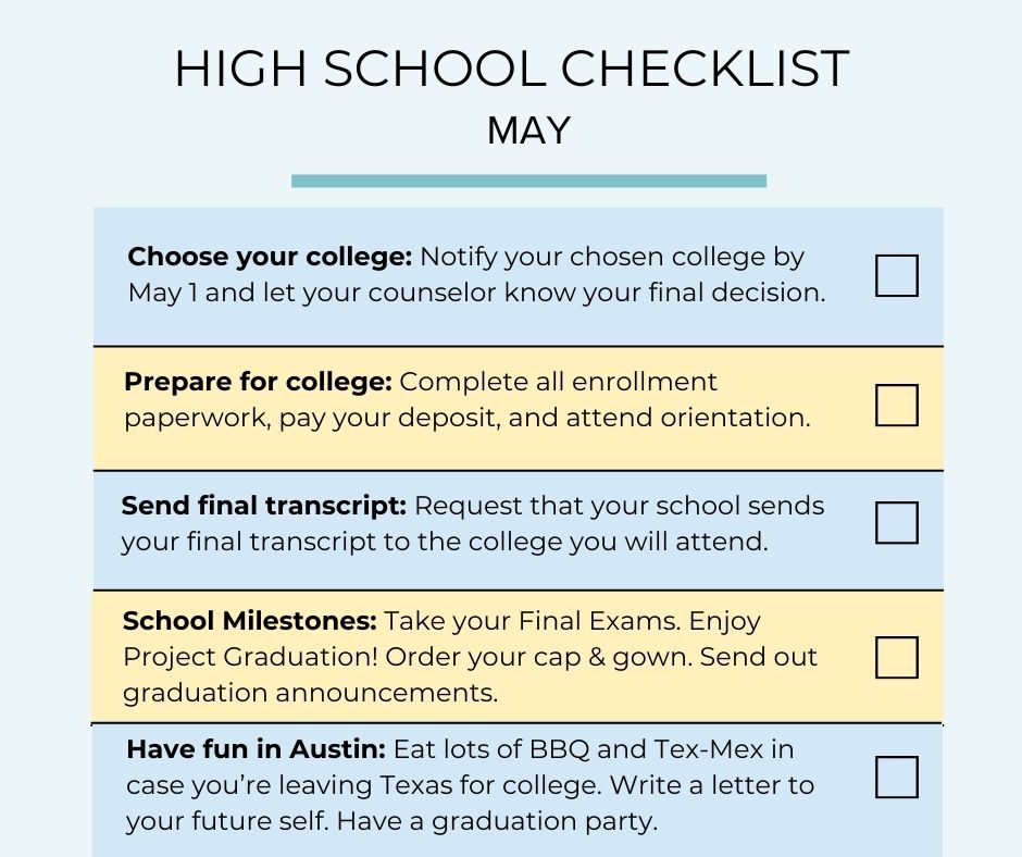 may checklist for senior year students