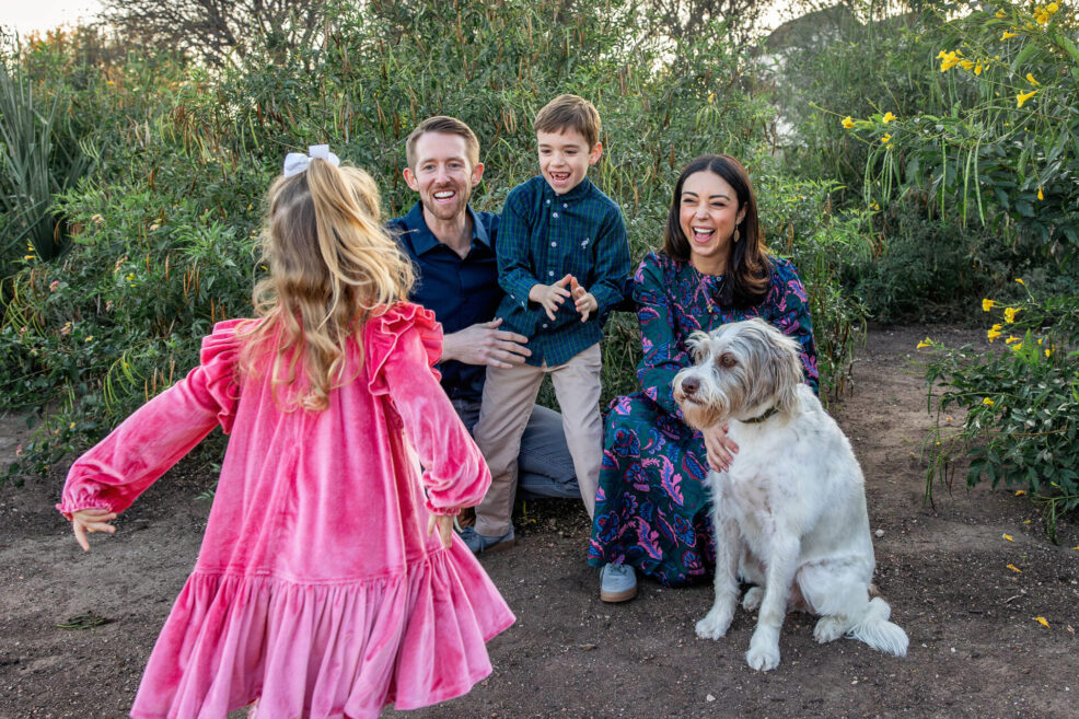 family photo session with dog at austin park