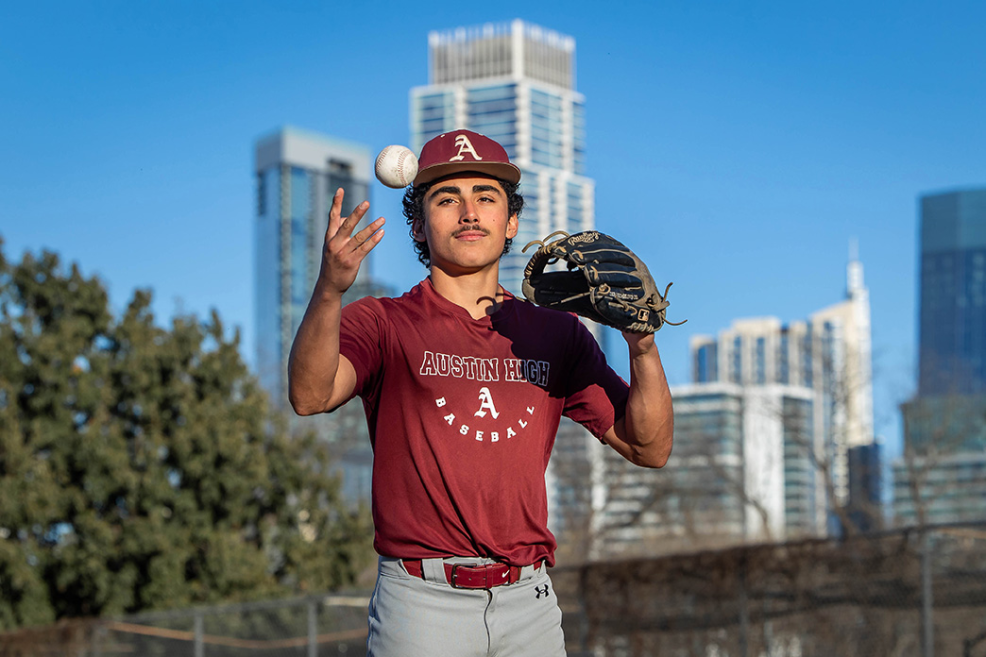 high school senior baseball photo session in south austin by stephanie friedman photography