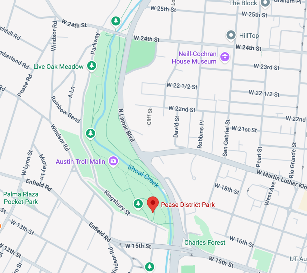 map of pease park in central austin