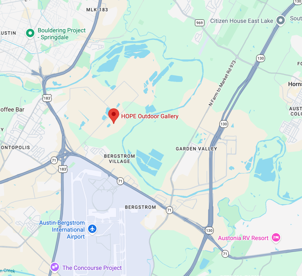 map of the hope outdoor gallery in austin