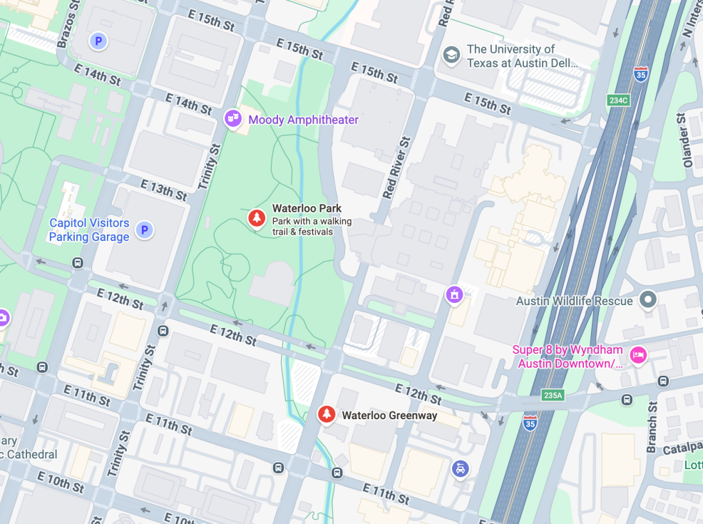map of waterloo greenway park in austin