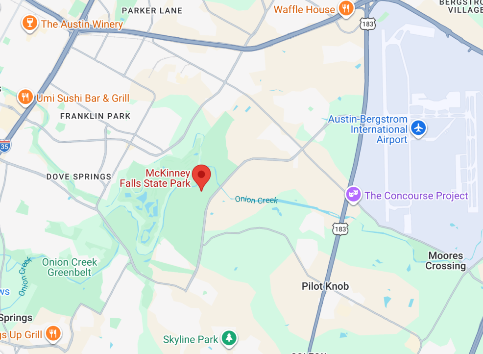 map of McKinney Falls State Park 