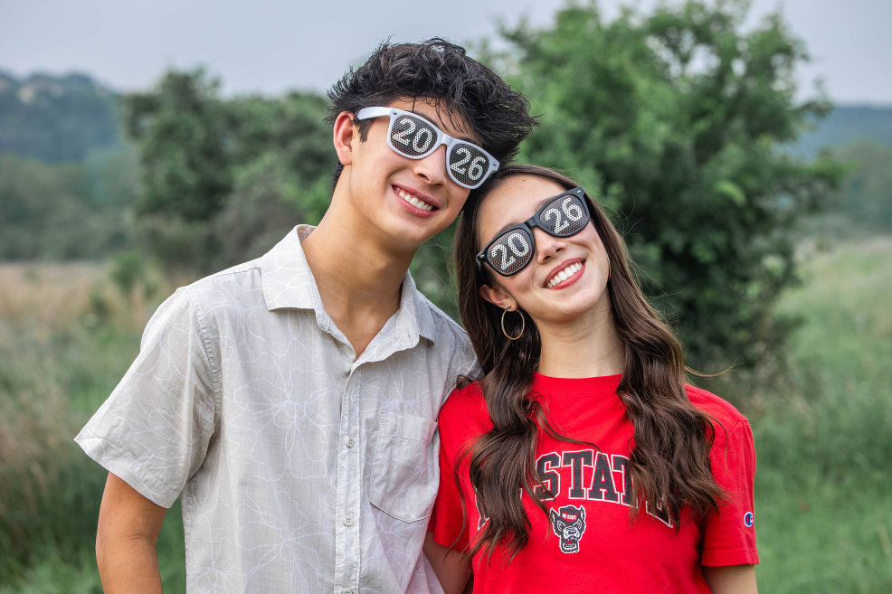 class of 2026 sunglasses on couple of high school graduating seniors