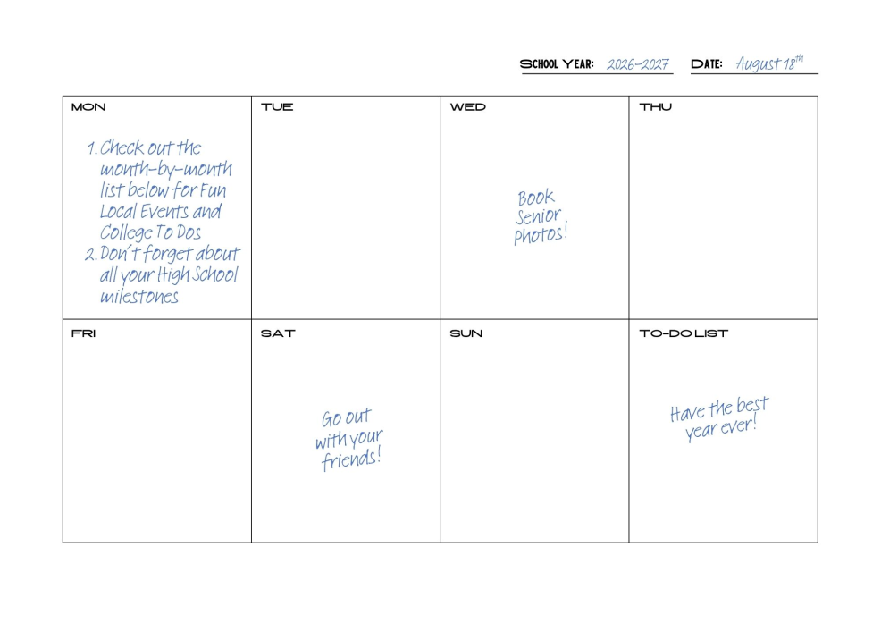 black and white planner ideas for high school senior year
